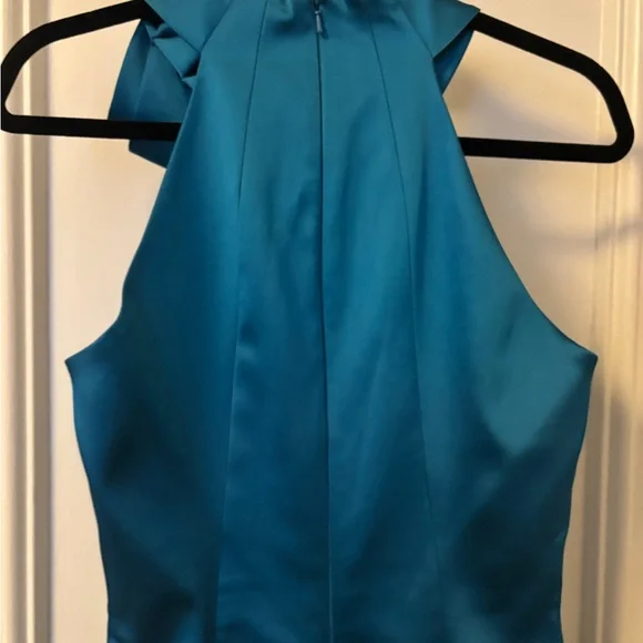 Karen Millen Teal Satin Midi Dress - Picture 4 of 11